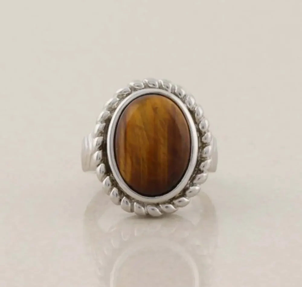 Sterling Silver Natural Tiger's Eye Ring Size 7 Ross Simons